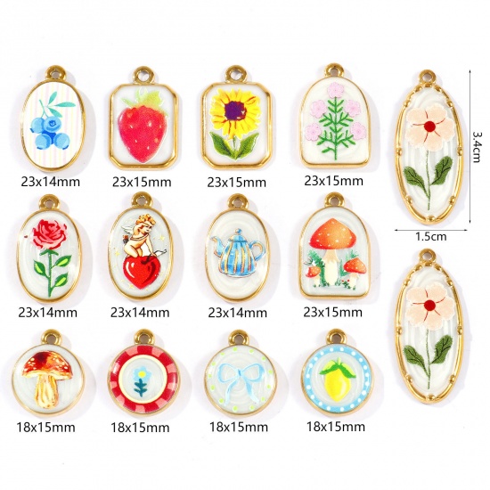 Picture of Eco-friendly PVD Waterproof Anti-Tarnish Hypoallergenic 304 Stainless Steel Charms Wholesale 18K Real Gold Plated Printed