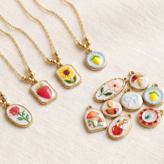 Picture of Eco-friendly PVD Waterproof Anti-Tarnish Hypoallergenic 304 Stainless Steel Charms Wholesale 18K Real Gold Plated Printed