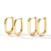Picture of Wholesale Simple Stylish Huggie Hoop Earrings, Rectangle 18K Real Gold Plated Brass, Women's Eco-friendly Gift Jewelry Supply