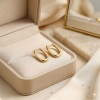 Picture of Wholesale Simple Stylish Huggie Hoop Earrings, Rectangle 18K Real Gold Plated Brass, Women's Eco-friendly Gift Jewelry Supply