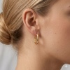 Picture of Wholesale Simple Stylish Huggie Hoop Earrings, Rectangle 18K Real Gold Plated Brass, Women's Eco-friendly Gift Jewelry Supply