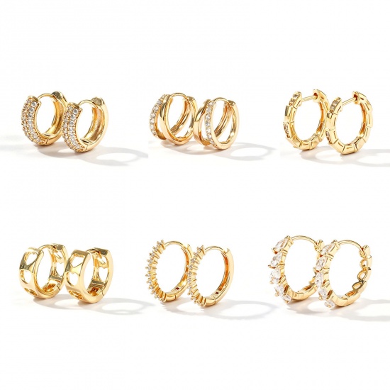 Picture of Wholesale Simple Stylish Huggie Hoop Earrings, Round 18K Real Gold Plated Brass, Women's Eco-friendly Gift Jewelry Supply