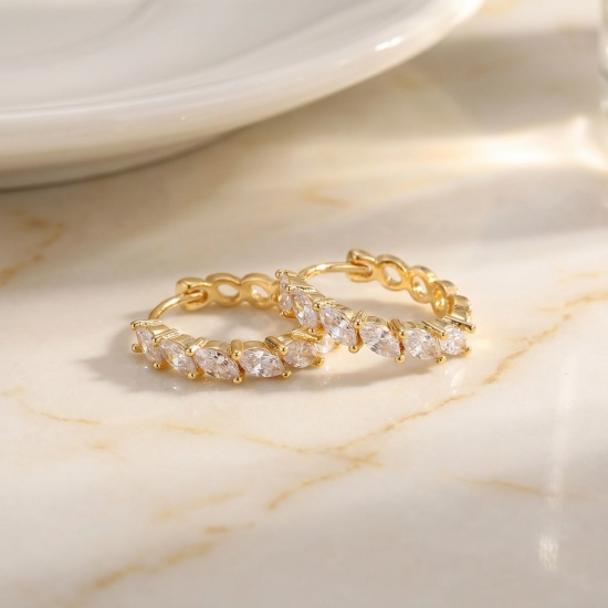 Picture of Wholesale Simple Stylish Huggie Hoop Earrings, Round 18K Real Gold Plated Brass, Women's Eco-friendly Gift Jewelry Supply