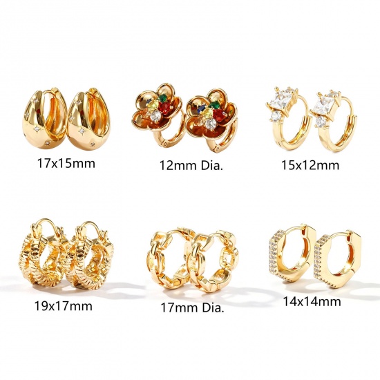 Picture of Wholesale Simple Stylish Huggie Hoop Earrings, Round 18K Real Gold Plated Brass, Women's Eco-friendly Gift Jewelry Supply