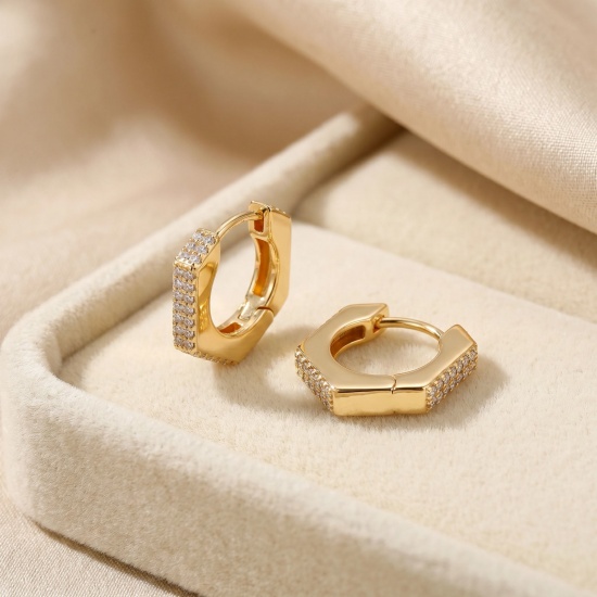 Picture of Wholesale Simple Stylish Huggie Hoop Earrings, Round 18K Real Gold Plated Brass, Women's Eco-friendly Gift Jewelry Supply