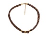 Picture of Wholesale Leopard Print Brown Necklace Choker, 18K Gold Plated 304 Stainless Steel & Polyester Cord, Unisex Eco-friendly PVD Stylish Hip Hop Gift Jewelry For Retailer, 35cm(13.8") + 5cm(2") long