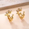 Picture of Wholesale Women's Gift Flower Open Adjustable Rings, 18K Gold Plated 304 Stainless Steel, Vacuum Plating Stylish Exquisite Jewelry Supply, 20mm(US Size 10.25)