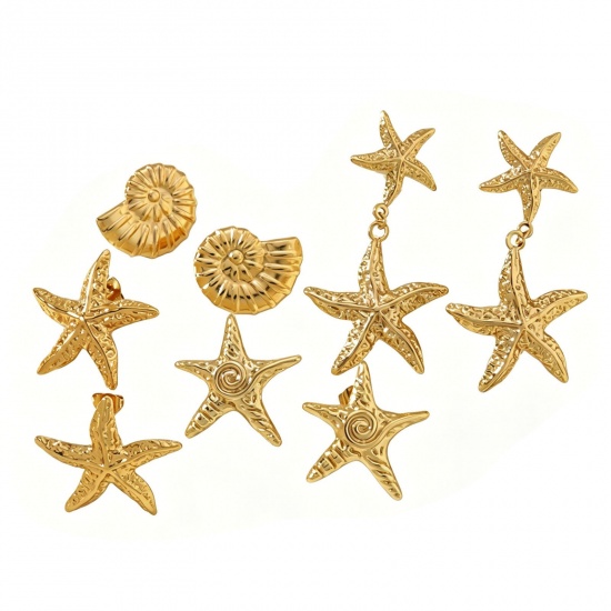 Picture of Wholesale Ocean Jewelry Simple & Casual Earrings, 18K Gold Plated 304 Stainless Steel, Women's Gift Jewelry Supply