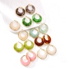 Picture of Wholesale Stylish Dainty Hoop Earrings, Multicolor 18K Gold Plated 304 Stainless Steel & Resin, Women's Gift Jewelry Supply, 36mm x 18mm