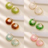 Picture of Wholesale Stylish Dainty Hoop Earrings, Multicolor 18K Gold Plated 304 Stainless Steel & Resin, Women's Gift Jewelry Supply, 36mm x 18mm