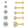 Picture of Wholesale Simple Stylish Ear Post Stud Earrings Set, Round Clear Cubic Zirconia Multicolor 316 Stainless Steel, Unisex Gift Jewelry Supply