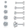 Picture of Wholesale Simple Stylish Ear Post Stud Earrings Set, Round Clear Cubic Zirconia Multicolor 316 Stainless Steel, Unisex Gift Jewelry Supply