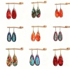 Picture of Wholesale Retro Ethnic Style Earrings, Drop Multicolor Gemstone & Brass, Women's Gift Jewelry Supply, 5.3cm x 1.6cm
