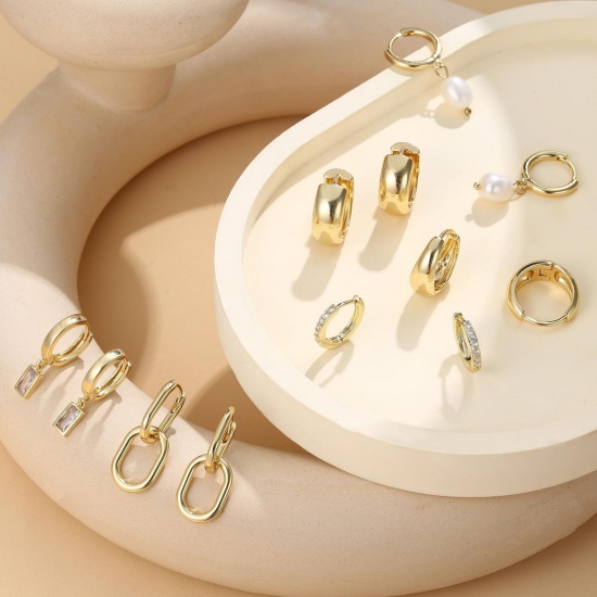 Bild von Großhandel Einfach Stilvoll Ohrring-Set, Klar Kubisches Zirkonia Imitat Perle Bunt Messing, Frauen Geschenk Schmuckbedarf