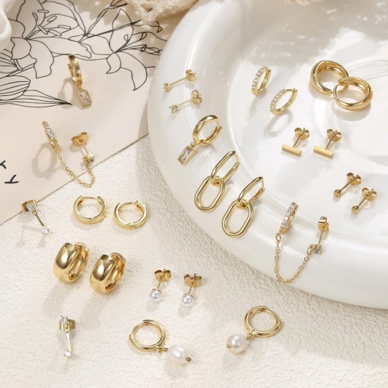 Bild von Großhandel Einfach Stilvoll Ohrring-Set, Klar Kubisches Zirkonia Imitat Perle Bunt Messing, Frauen Geschenk Schmuckbedarf
