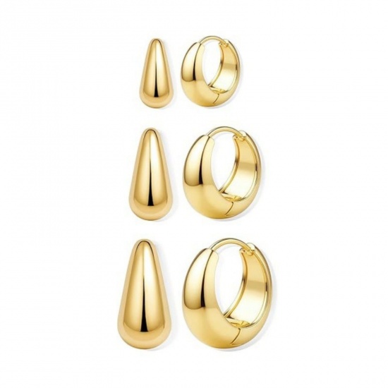 Picture of Wholesale Simple Stylish Huggie Hoop Earrings, Round Multicolor Brass, Women's Gift Jewelry Supply