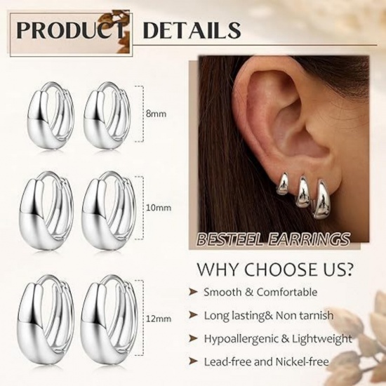 Picture of Wholesale Simple Stylish Huggie Hoop Earrings, Round Multicolor Brass, Women's Gift Jewelry Supply