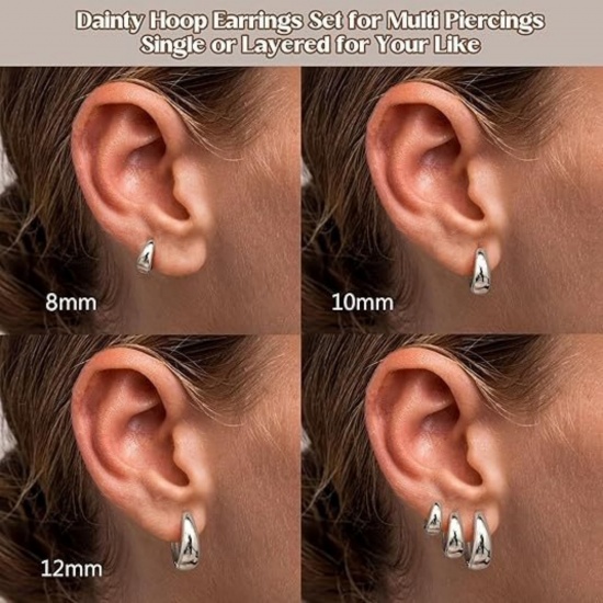 Picture of Wholesale Simple Stylish Huggie Hoop Earrings, Round Multicolor Brass, Women's Gift Jewelry Supply