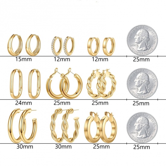 Bild von Großhandel Einfach Stilvoll Ohrring-Set, Rund Oval Bunt Messing, Frauen Geschenk Schmuckbedarf
