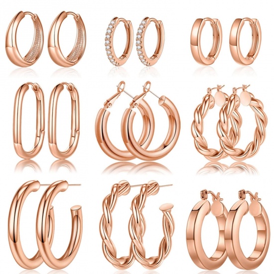 Bild von Großhandel Einfach Stilvoll Ohrring-Set, Rund Oval Bunt Messing, Frauen Geschenk Schmuckbedarf