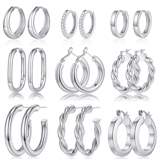 Bild von Großhandel Einfach Stilvoll Ohrring-Set, Rund Oval Bunt Messing, Frauen Geschenk Schmuckbedarf
