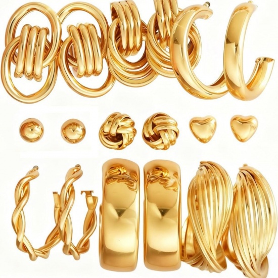 Immagine di Semplice Elegante Set di Orecchini All'Ingrosso, Multicolore Ottone, Donne Regalo Fornitura di Gioielli, 1 Serie
