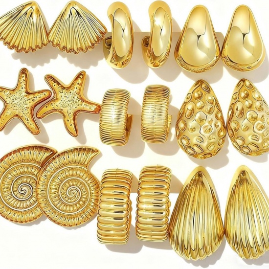 Immagine di Semplice Elegante Set di Orecchini All'Ingrosso, Multicolore Ottone, Donne Regalo Fornitura di Gioielli, 1 Serie