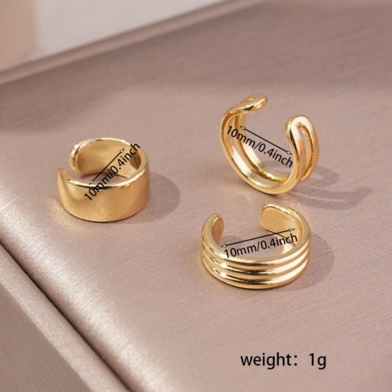 Imagen de Sencillo Elegante Pendientes de Clip de Oreja Al Por Mayor, Ronda Claro Circón Artificial Latón, Mujeres Regalo Suministro de Joyería, 1 Juego