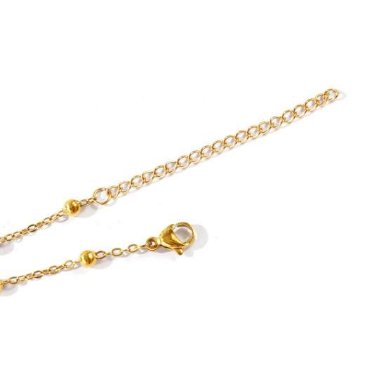 Picture of Wholesale 304 Stainless Steel Hand Chain Slave Finger Ring Bracelet, Eco-friendly, Women's Stylish Exquisite Gift Jewelry Supply, 18cm(7.1") + 5cm(2") long, 1 Piece