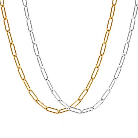 Immagine di Collana All'Ingrosso, Catena a Graffetta Multicolore 304 Acciaio Inossidabile, Unisex Ecologico Elegante Minimalista Regalo Gioielli Per Rivenditore, Dimensione della Catena: 12x4mm, 1 Pz