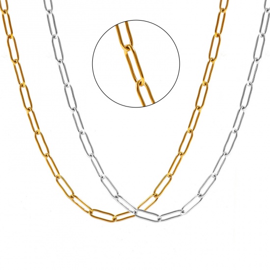 Imagen de Collares Al Por Mayor, Catena di Fermagli Multicolor 304 Acero Inoxidable, Unisex Respetuoso del Medio Ambiente Elegante Minimalista Regalo Joyería Para Minorista, Tamaño de la Cadena: 12x4mm, 1 Unidad
