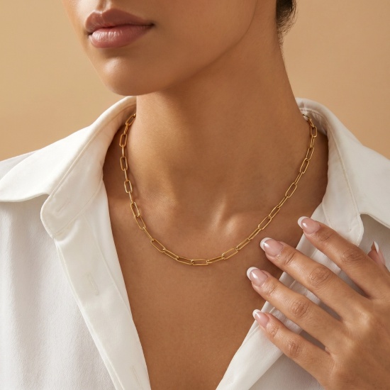 Imagen de Collares Al Por Mayor, Catena di Fermagli Multicolor 304 Acero Inoxidable, Unisex Respetuoso del Medio Ambiente Elegante Minimalista Regalo Joyería Para Minorista, Tamaño de la Cadena: 12x4mm, 1 Unidad