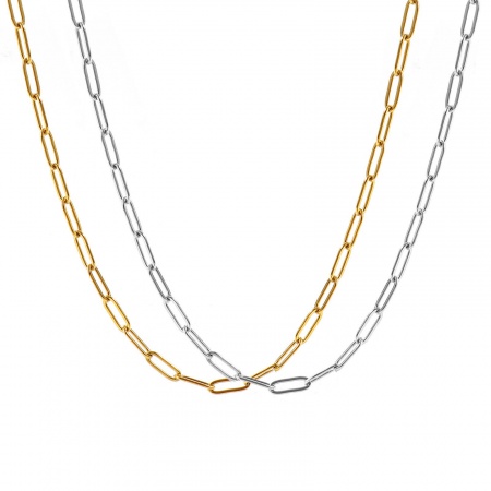 Immagine di Piatto Collana All'Ingrosso, Catena a Graffetta Multicolore 304 Acciaio Inossidabile, Unisex Ecologico Elegante Minimalista Regalo Gioielli Per Rivenditore, Dimensione della Catena: 9x3mm, 1 Pz