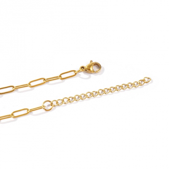 Immagine di Piatto Collana All'Ingrosso, Catena a Graffetta Multicolore 304 Acciaio Inossidabile, Unisex Ecologico Elegante Minimalista Regalo Gioielli Per Rivenditore, Dimensione della Catena: 9x3mm, 1 Pz