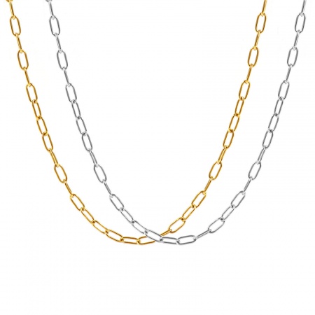 Immagine di Collana All'Ingrosso, Catena a Graffetta Multicolore 304 Acciaio Inossidabile, Unisex Ecologico Elegante Minimalista Regalo Gioielli Per Rivenditore, Dimensione della Catena: 7.5x3mm, 1 Pz