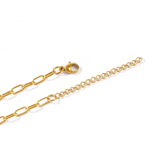 Picture of Wholesale Paperclip Link Chain Necklace, Multicolor 304 Stainless Steel, Unisex Eco-friendly Stylish Minimalist Gift Jewelry For Retailer, Chain Size: 7.5x3mm, 1 Piece