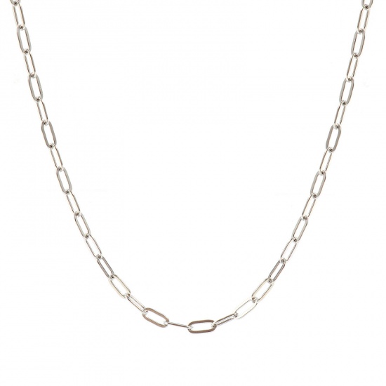 Picture of Wholesale Flat Paperclip Link Chain Necklace, 304 Stainless Steel, Unisex Eco-friendly Stylish Minimalist Gift Jewelry For Retailer, Chain Size: 7.5x3mm, 1 Piece