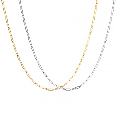 Immagine di Piatto Collana All'Ingrosso, Catena a Graffetta Multicolore 304 Acciaio Inossidabile, Unisex Ecologico Elegante Minimalista Regalo Gioielli Per Rivenditore, Dimensione della Catena: 5x2mm, 1 Pz