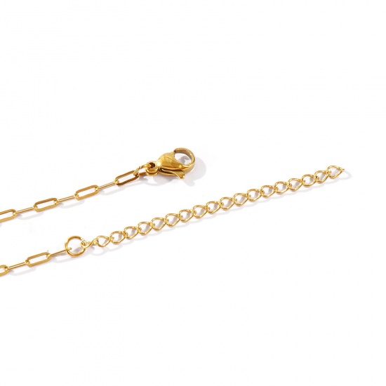 Immagine di Piatto Collana All'Ingrosso, Catena a Graffetta Multicolore 304 Acciaio Inossidabile, Unisex Ecologico Elegante Minimalista Regalo Gioielli Per Rivenditore, Dimensione della Catena: 5x2mm, 1 Pz
