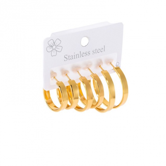 Immagine di Squisito Elegante Set di Orecchini All'Ingrosso, Placcato Oro 18K 201 Acciaio Inossidabile, Donne Ecologico Regalo Fornitura di Gioielli, 1 Serie