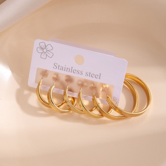 Immagine di Squisito Elegante Set di Orecchini All'Ingrosso, Placcato Oro 18K 201 Acciaio Inossidabile, Donne Ecologico Regalo Fornitura di Gioielli, 1 Serie