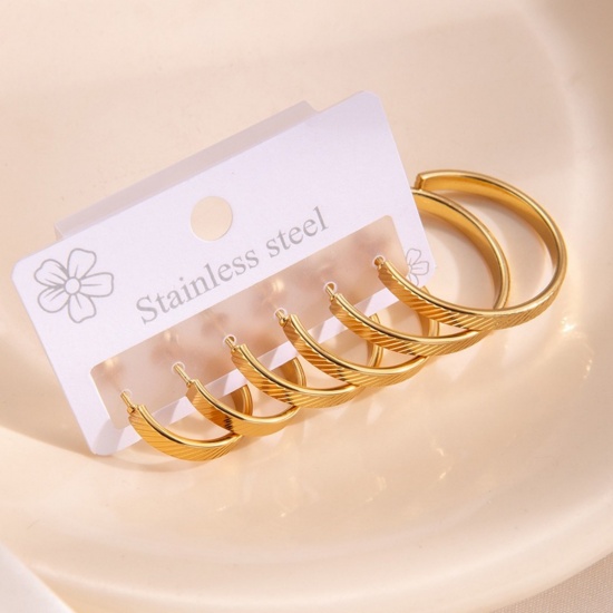 Immagine di Squisito Elegante Set di Orecchini All'Ingrosso, Placcato Oro 18K 201 Acciaio Inossidabile, Donne Ecologico Regalo Fornitura di Gioielli, 1 Serie