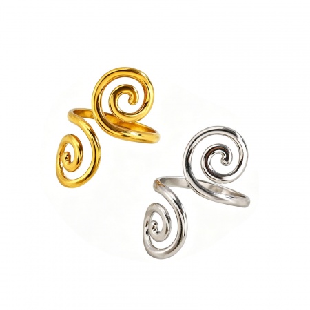 Immagine di Donne Regalo Vortice Aperto Regolabile Anello All'Ingrosso, Multicolore 304 Acciaio Inossidabile, PVD Ecologica Squisito Elegante Fornitura di Gioielli, 17mm (taglia di US: 6.5), 1 Pz
