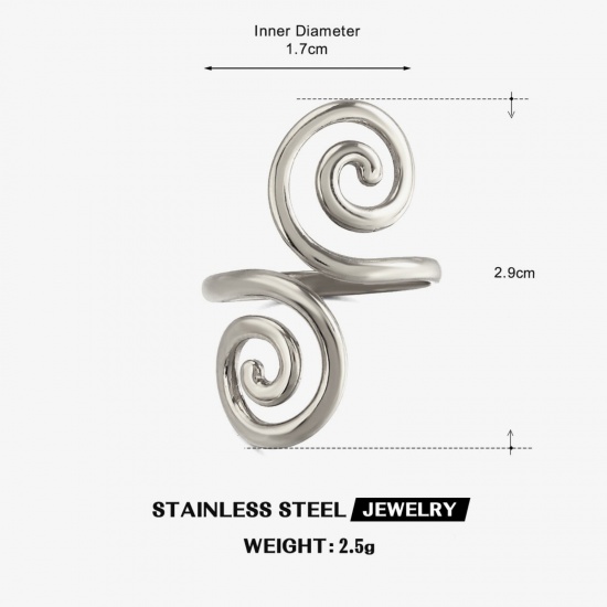 Picture of Wholesale Women's Gift Vortex Open Adjustable Rings, Multicolor 304 Stainless Steel, Eco-friendly PVD Exquisite Stylish Jewelry Supply, 17mm(US Size 6.5)
