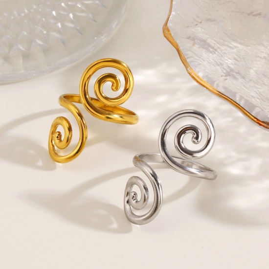 Picture of Wholesale Women's Gift Vortex Open Adjustable Rings, Multicolor 304 Stainless Steel, Eco-friendly PVD Exquisite Stylish Jewelry Supply, 17mm(US Size 6.5)