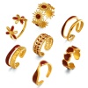 Picture of Wholesale Women's Gift Red Enamel Open Adjustable Rings, 18K Gold Plated 304 Stainless Steel, Eco-friendly PVD Exquisite Stylish Jewelry Supply, 17mm(US Size 6.5)