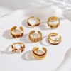 Picture of Wholesale Women's Gift Red Enamel Open Adjustable Rings, 18K Gold Plated 304 Stainless Steel, Eco-friendly PVD Exquisite Stylish Jewelry Supply, 17mm(US Size 6.5)