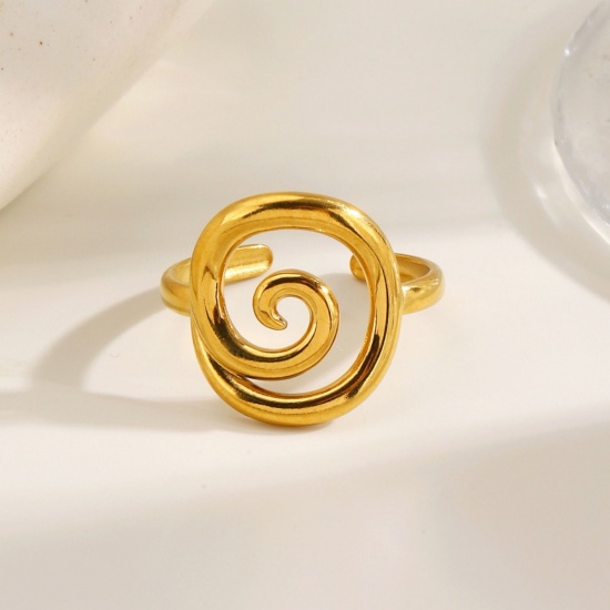 Picture of Wholesale Women's Gift Spiral Open Adjustable Rings, Multicolor 304 Stainless Steel, Eco-friendly PVD Exquisite Stylish Jewelry Supply, 18mm(US Size 7.75)