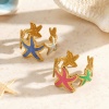 Picture of Wholesale Women's Gift Starfish Open Adjustable Rings, 18K Gold Plated 304 Stainless Steel, Eco-friendly PVD Ocean Jewelry Stylish Jewelry Supply, 18mm(US Size 7.75)