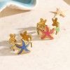 Picture of Wholesale Women's Gift Starfish Open Adjustable Rings, 18K Gold Plated 304 Stainless Steel, Eco-friendly PVD Ocean Jewelry Stylish Jewelry Supply, 18mm(US Size 7.75)